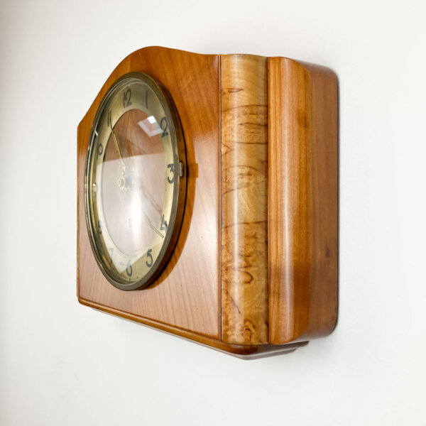 Wanduhr Buche Und Geflammte Birke 1960er Jahre Mid-century Modern Design Style Retro Furniture