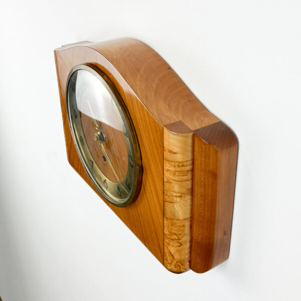 Wanduhr Buche Und Geflammte Birke 1960er Jahre Mid-century Modern Design Style Retro Furniture
