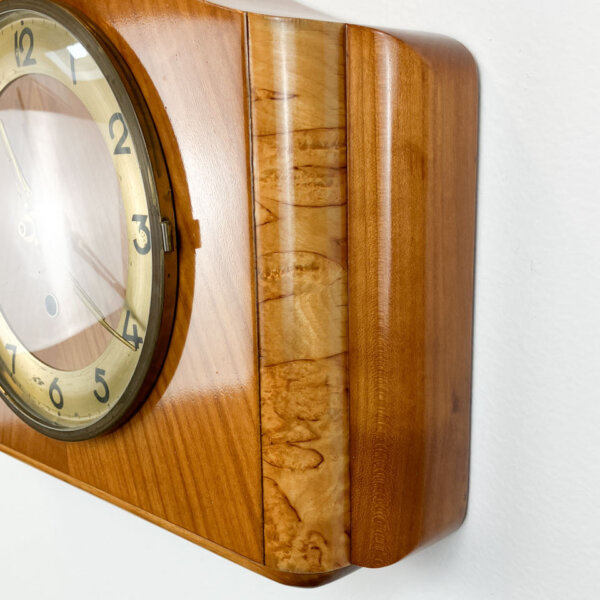 Wanduhr Buche Und Geflammte Birke 1960er Jahre Mid-century Modern Design Style Retro Furniture