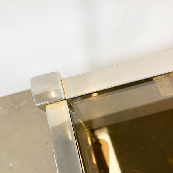 Beistelltisch Metall Mit Rauchglas 1970er Jahre Mid-century Modern Design Style Retro Furniture