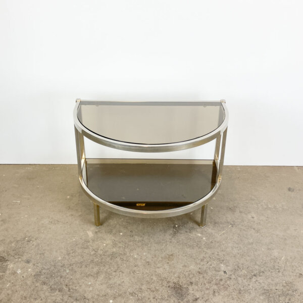 Beistelltisch Metall Mit Rauchglas 1970er Jahre Mid-century Modern Design Style Retro Furniture