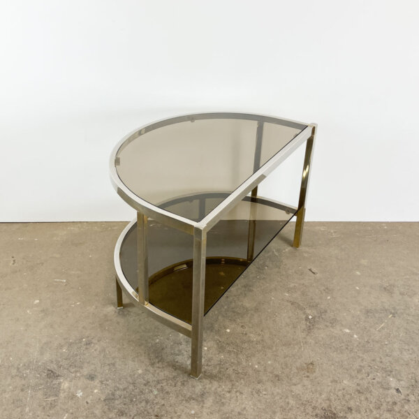 Beistelltisch Metall Mit Rauchglas 1970er Jahre Mid-century Modern Design Style Retro Furniture