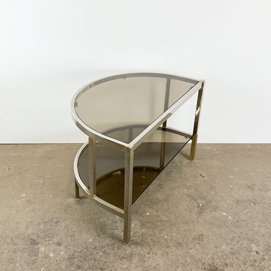 Beistelltisch Metall Mit Rauchglas 1970er Jahre Mid-century Modern Design Style Retro Furniture