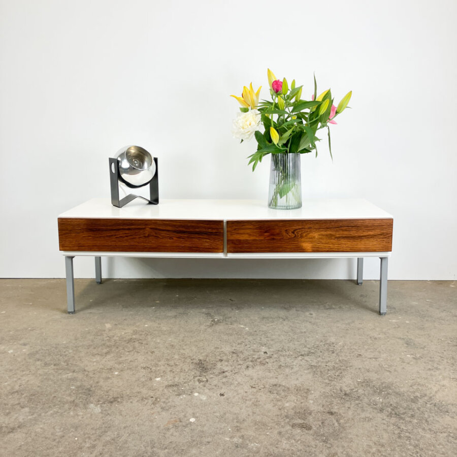 Kleines Lowboard Von Floetotto Weiss Lackiert Mit Palisander 1960er Jahre Mid-century Modern Design Style Retro Furniture