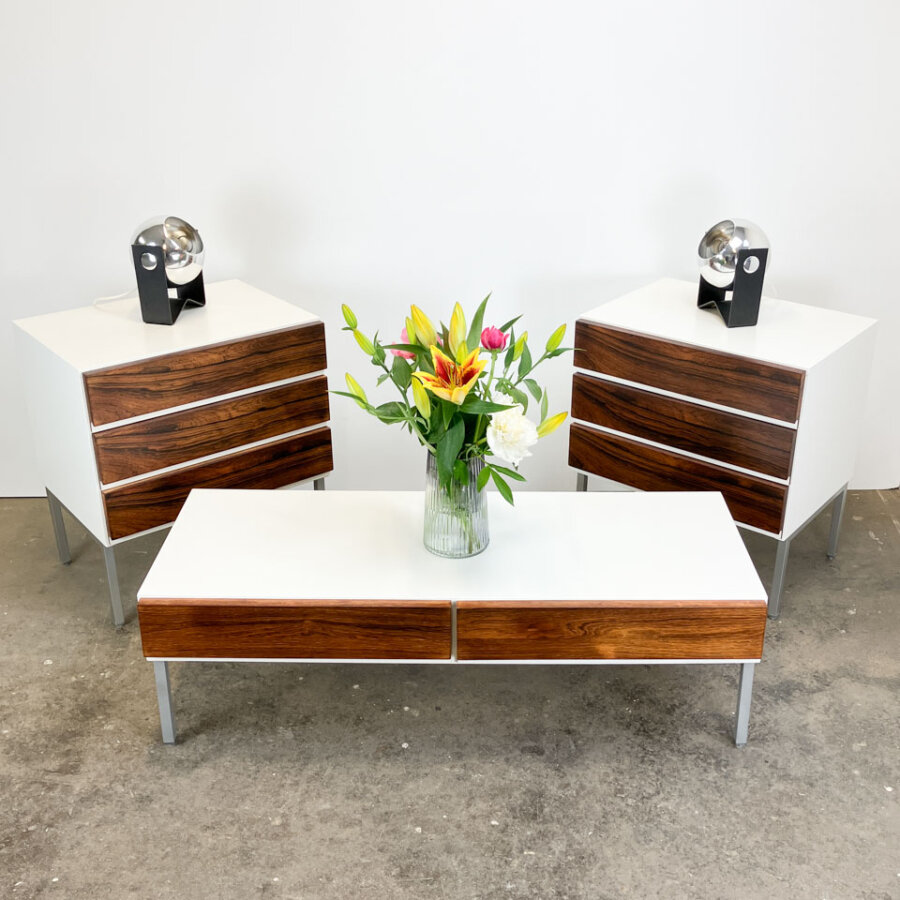 Kleines Lowboard Von Floetotto Weiss Lackiert Mit Palisander 1960er Jahre Mid-century Modern Design Style Retro Furniture