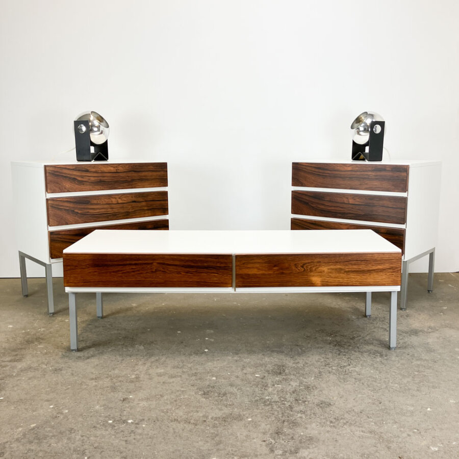 Kleines Lowboard Von Floetotto Weiss Lackiert Mit Palisander 1960er Jahre Mid-century Modern Design Style Retro Furniture