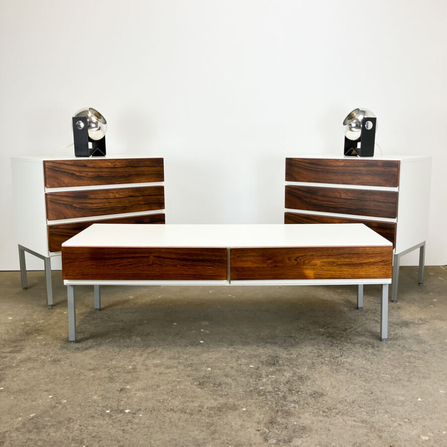 Nachttisch Von Floetotto Weiss Lackiert Mit Palisander 1960er Jahre Mid-century Modern Design Style Retro Furniture