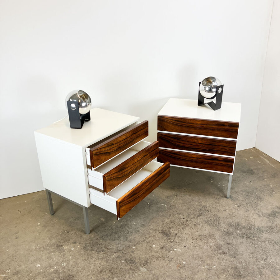 Nachttisch Von Floetotto Weiss Lackiert Mit Palisander 1960er Jahre Mid-century Modern Design Style Retro Furniture