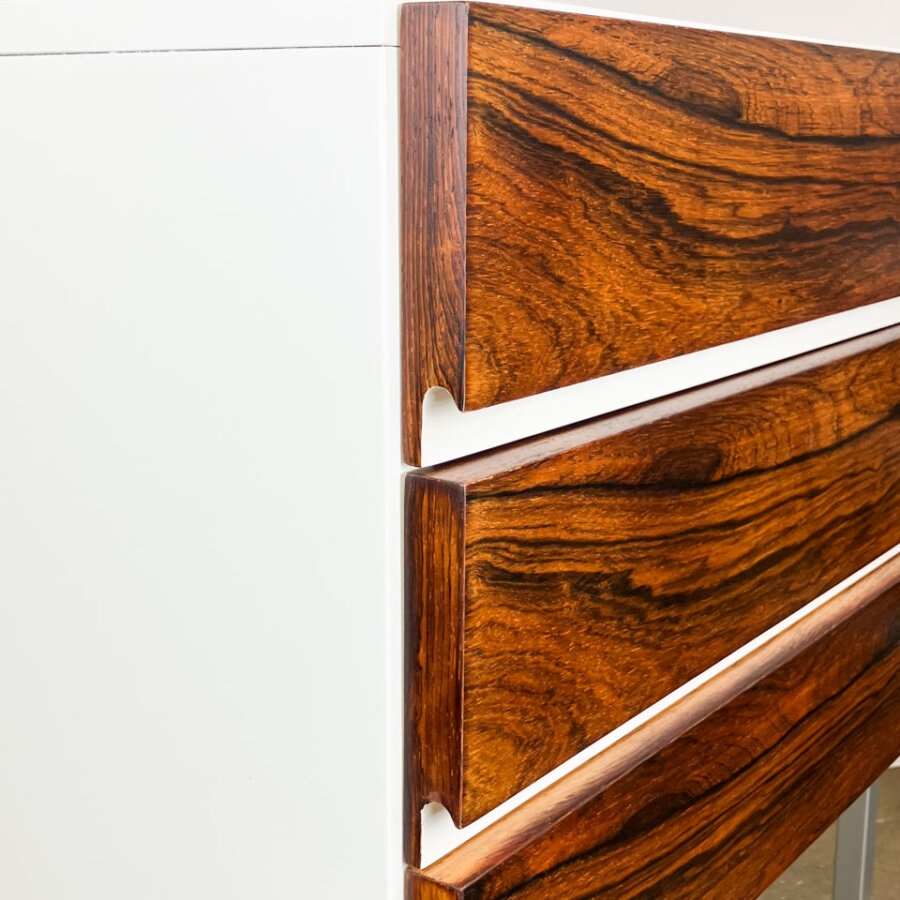 Nachttisch Von Floetotto Weiss Lackiert Mit Palisander 1960er Jahre Mid-century Modern Design Style Retro Furniture