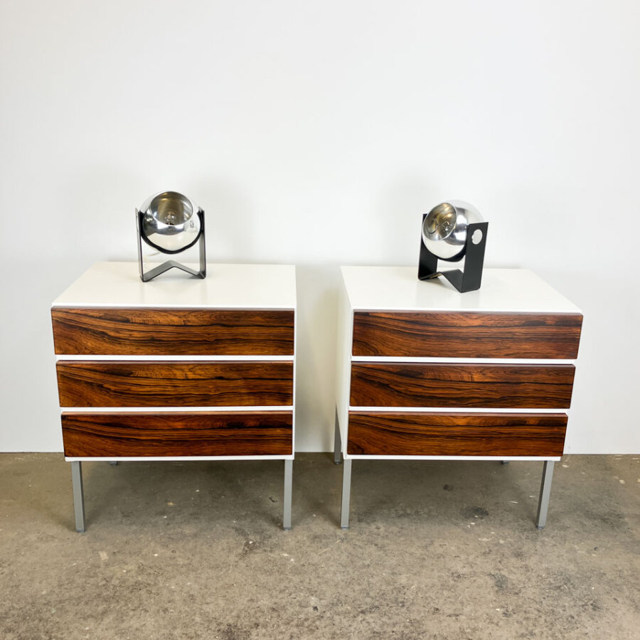Nachttisch Von Floetotto Weiss Lackiert Mit Palisander 1960er Jahre Mid-century Modern Design Style Retro Furniture