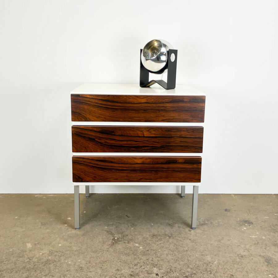 Nachttisch Von Floetotto Weiss Lackiert Mit Palisander 1960er Jahre Mid-century Modern Design Style Retro Furniture
