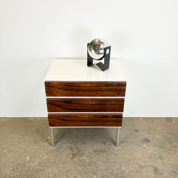 Nachttisch Von Floetotto Weiss Lackiert Mit Palisander 1960er Jahre Mid-century Modern Design Style Retro Furniture