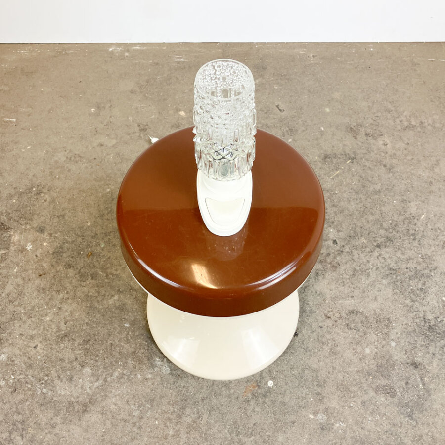 Tischleuchte Von Saku Glastuete Auf Kunststoffsockel 1970er Jahre Mid-century Modern Design Style Retro Furniture