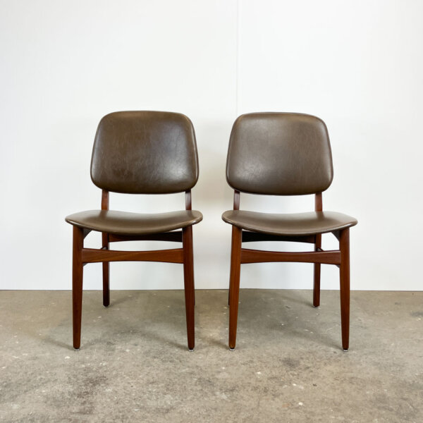 4 Stuehle Teak Und Kunstleder 1960er Jahre Mid-century Modern Design Style Retro Furniture