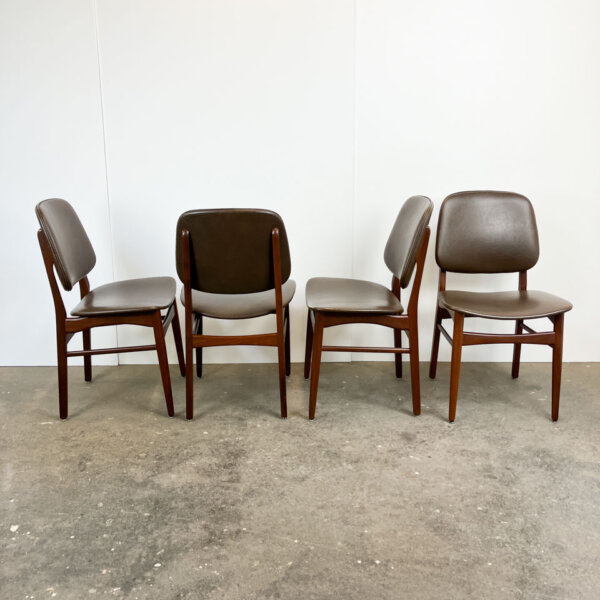 4 Stuehle Teak Und Kunstleder 1960er Jahre Mid-century Modern Design Style Retro Furniture