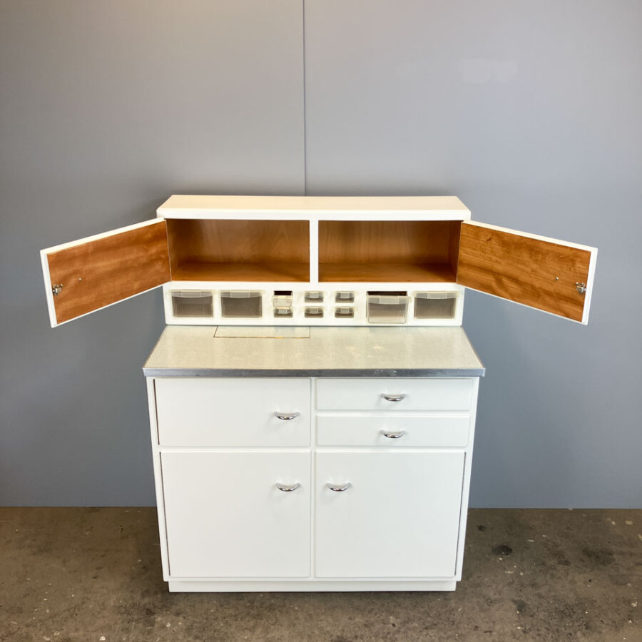 Kuechenschraenke Mit Blau Melierter Resopalplatte Poggenpohl 1950er Jahre Mid-century Modern Design Style Retro Furniture