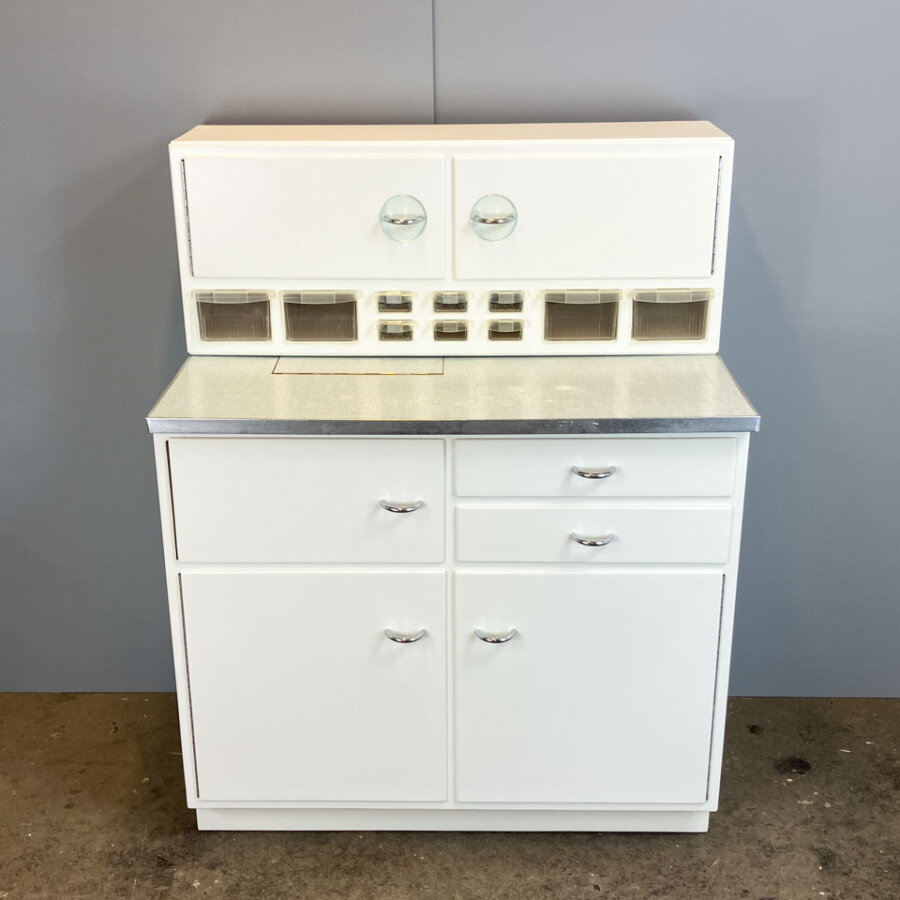 Kuechenschraenke Mit Blau Melierter Resopalplatte Poggenpohl 1950er Jahre Mid-century Modern Design Style Retro Furniture