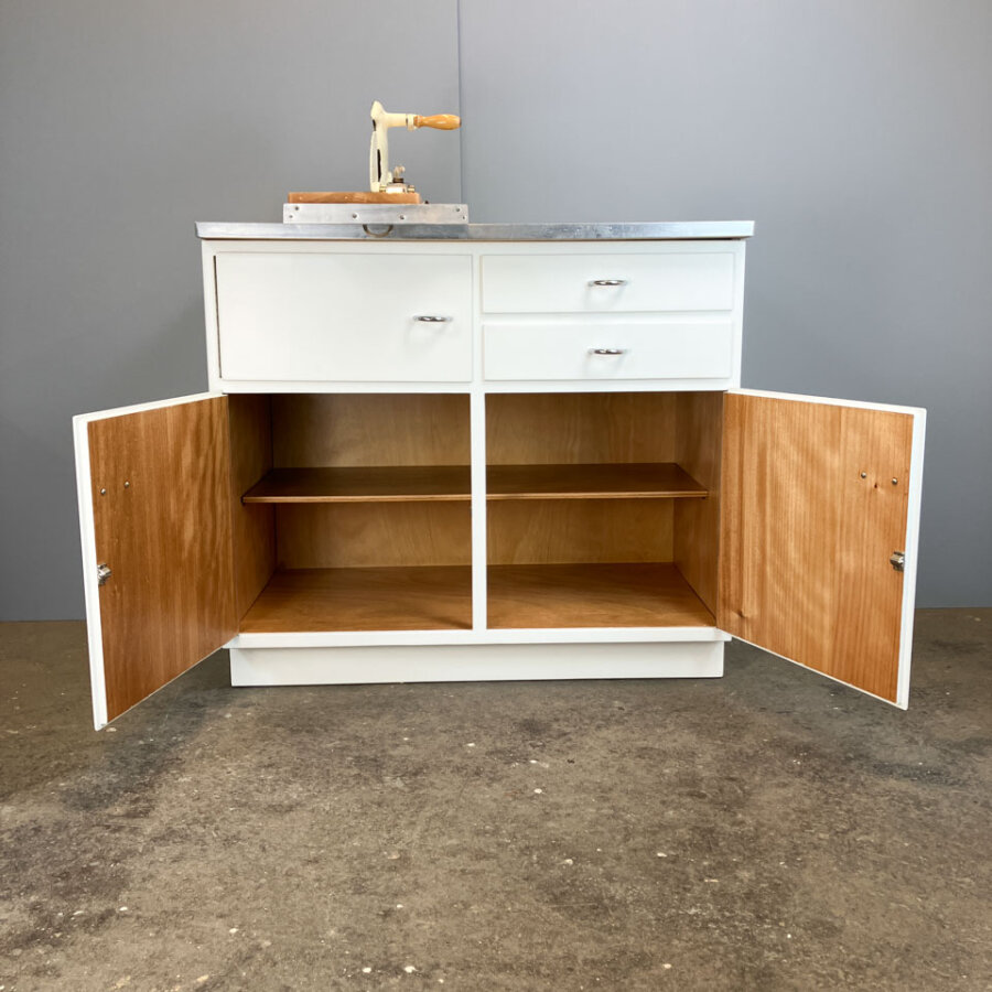 Kuechenschraenke Mit Blau Melierter Resopalplatte Poggenpohl 1950er Jahre Mid-century Modern Design Style Retro Furniture