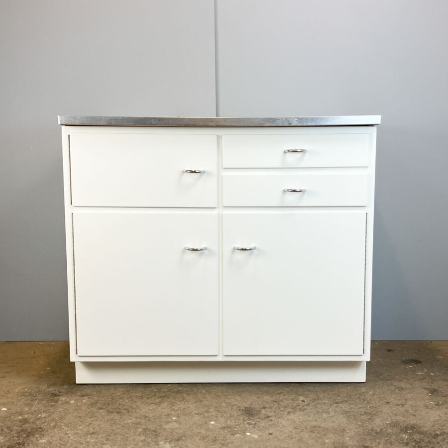 Kuechenschraenke Mit Blau Melierter Resopalplatte Poggenpohl 1950er Jahre Mid-century Modern Design Style Retro Furniture