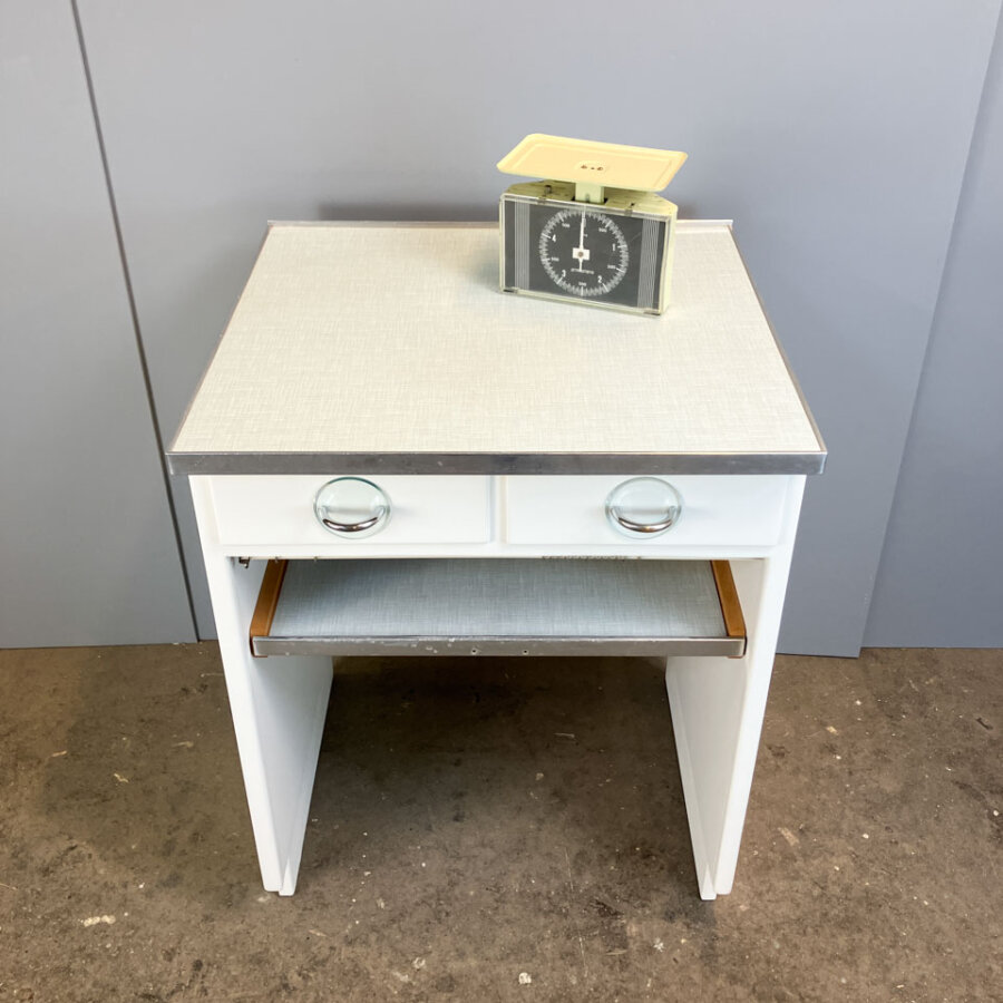 Kuechenschraenke Mit Blau Melierter Resopalplatte Poggenpohl 1950er Jahre Mid-century Modern Design Style Retro Furniture