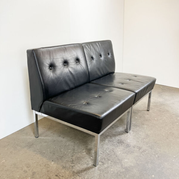Ledersessel Chrom Und Schwarzes Leder 1970er Jahre Mid-century Modern Design Style Retro Furniture