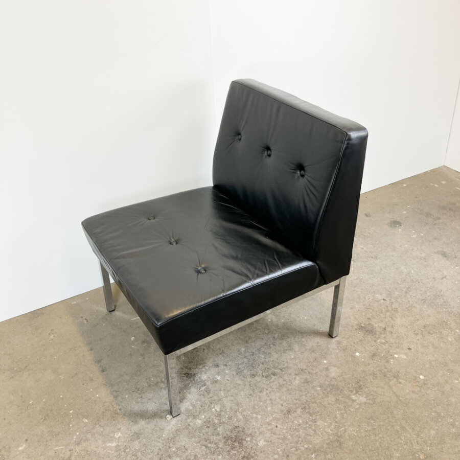 Ledersessel Chrom Und Schwarzes Leder 1970er Jahre Mid-century Modern Design Style Retro Furniture