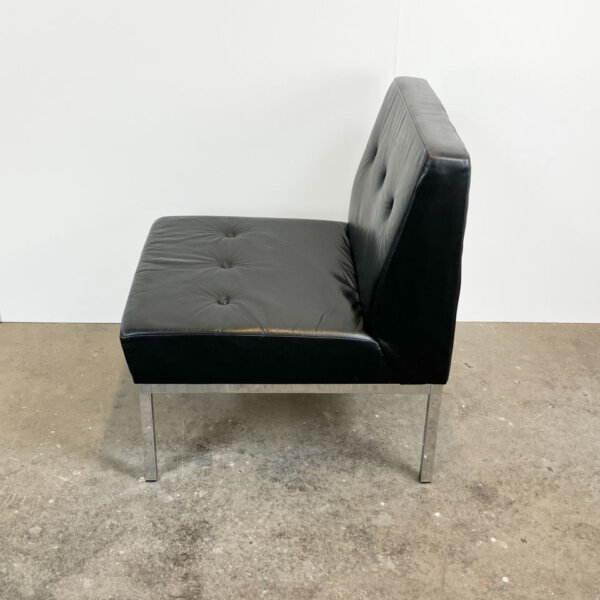 Ledersessel Chrom Und Schwarzes Leder 1970er Jahre Mid-century Modern Design Style Retro Furniture