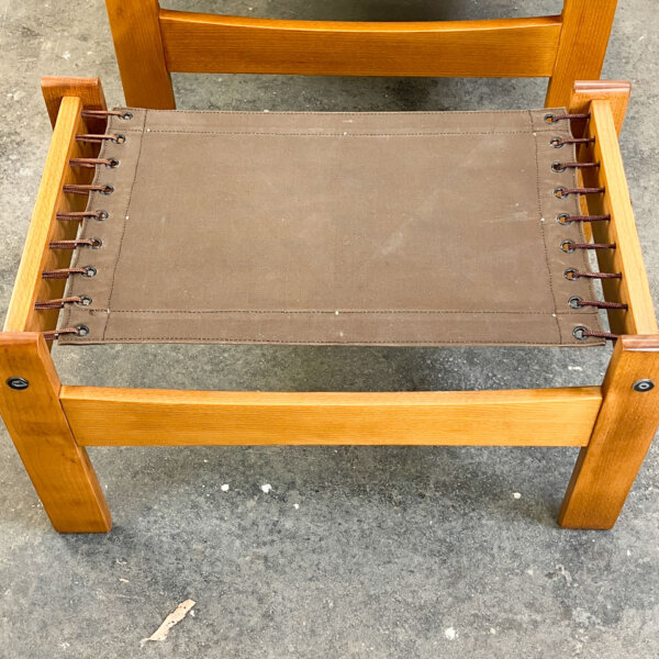 Set Aus Loungechair Und Ottomane Von Westnofa Buche Und Leder 1970er Jahre Mid-century Modern Design Style Retro Furniture