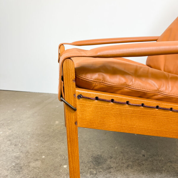 Set Aus Loungechair Und Ottomane Von Westnofa Buche Und Leder 1970er Jahre Mid-century Modern Design Style Retro Furniture