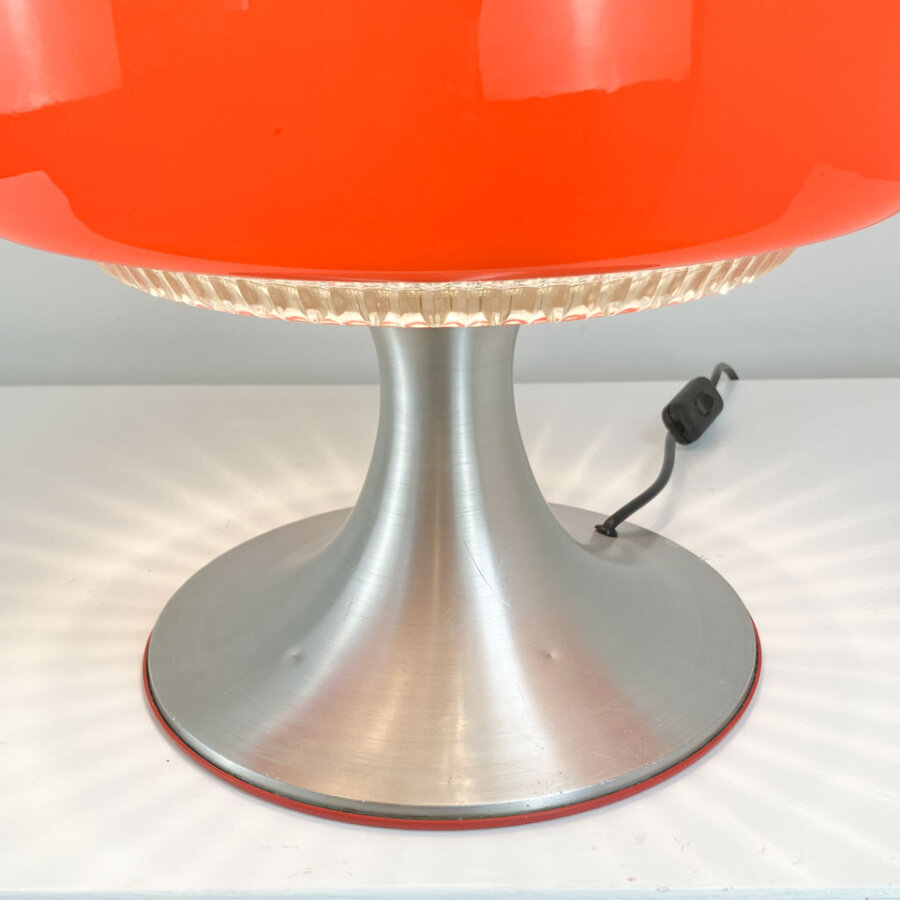Tischleuchte Glasschirm Mit Aluminiumfuss 1970er Jahre Mid-century Modern Design Style Retro Furniture