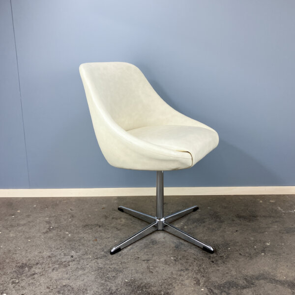 Drehbarer Cocktailsessel Chrom Und Kunstleder 1970er Jahre Mid-century Modern Design Style Retro Furniture