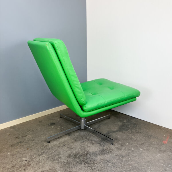 Drehbarer Easy Chair Chrom Und Kunstleder 1970er Jahre Mid-century Modern Design Style Retro Furniture