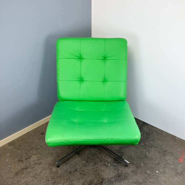 Drehbarer Easy Chair Chrom Und Kunstleder 1970er Jahre Mid-century Modern Design Style Retro Furniture