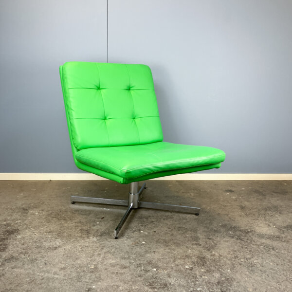 Drehbarer Easy Chair Chrom Und Kunstleder 1970er Jahre Mid-century Modern Design Style Retro Furniture