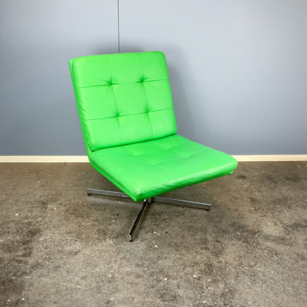 Drehbarer Easy Chair Chrom Und Kunstleder 1970er Jahre Mid-century Modern Design Style Retro Furniture
