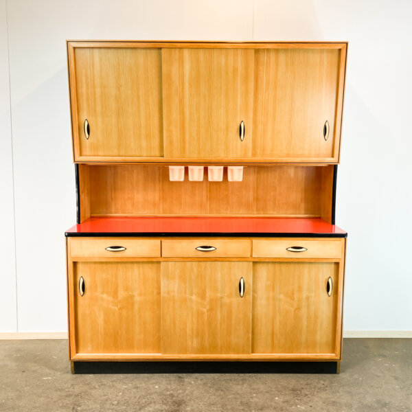 Kuechenbuffet Mit Roter Resopalplatte Von Baumann Moebel Eiche 1960er Jahre Mid-century Modern Design Style Retro Furniture