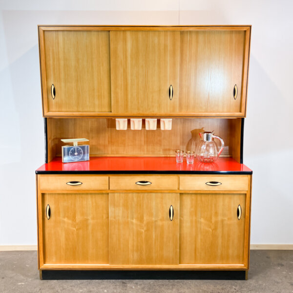 Kuechenbuffet Mit Roter Resopalplatte Von Baumann Moebel Eiche 1960er Jahre Mid-century Modern Design Style Retro Furniture