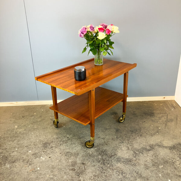 Rollbarer Beistelltisch Servierwagen Teak 1960er Jahre Mid-century Modern Design Style Retro Furniture