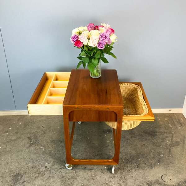 Rollbarer Naehkasten Von Br Gelsted Denmark Teak 1960er Jahre Mid-century Modern Design Style Retro Furniture