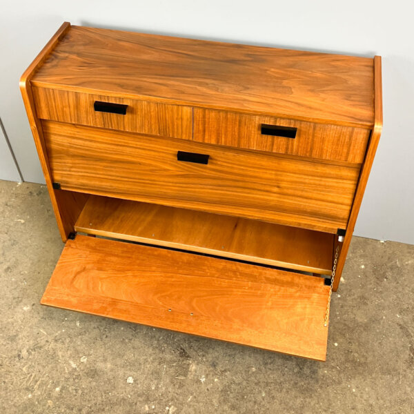 Schuhschrank Flurkommode Nussbaum 1960er Jahre Mid-century Modern Design Style Retro Furniture
