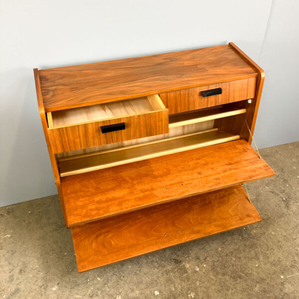 Schuhschrank Flurkommode Nussbaum 1960er Jahre Mid-century Modern Design Style Retro Furniture