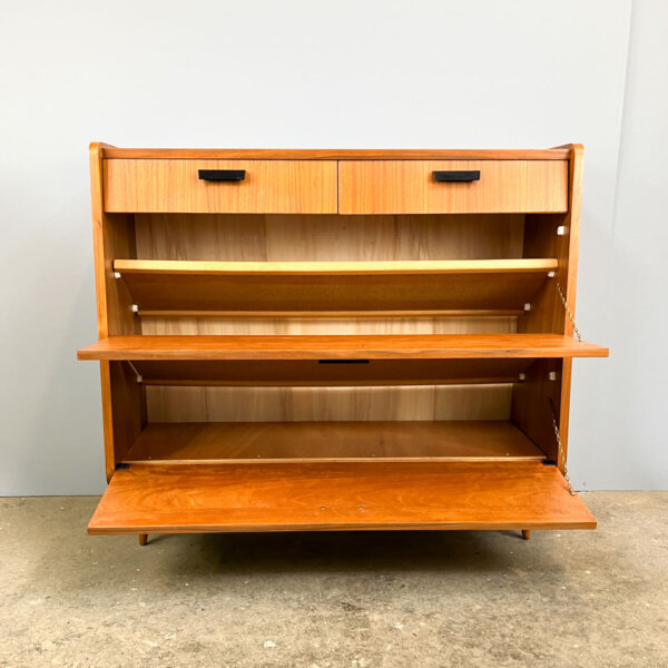 Schuhschrank Flurkommode Nussbaum 1960er Jahre Mid-century Modern Design Style Retro Furniture