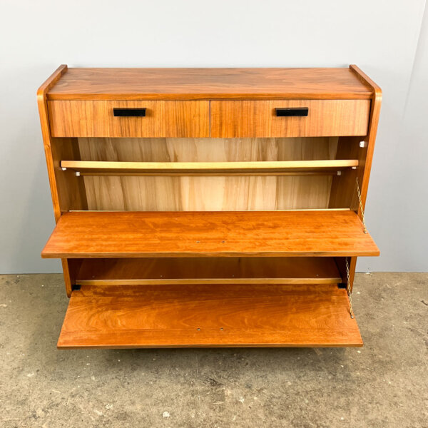 Schuhschrank Flurkommode Nussbaum 1960er Jahre Mid-century Modern Design Style Retro Furniture