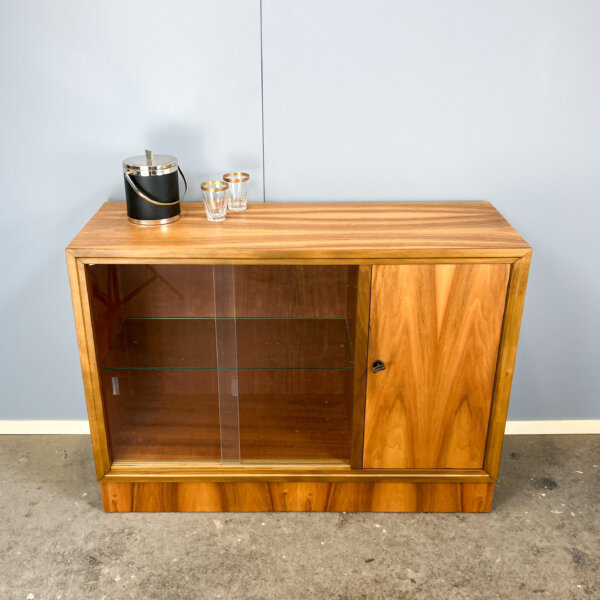 Vitrinenschrank Mit Barfach Nussbaum 60er Jahre Mid-century Modern Design Style Retro Furniture