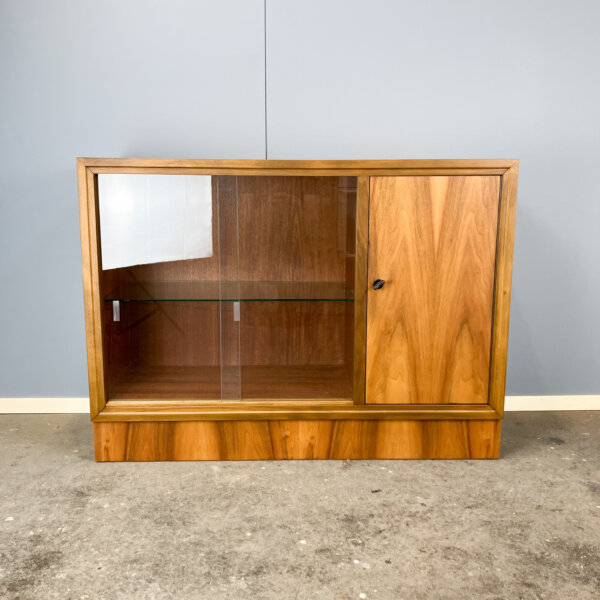 Vitrinenschrank Mit Barfach Nussbaum 60er Jahre Mid-century Modern Design Style Retro Furniture