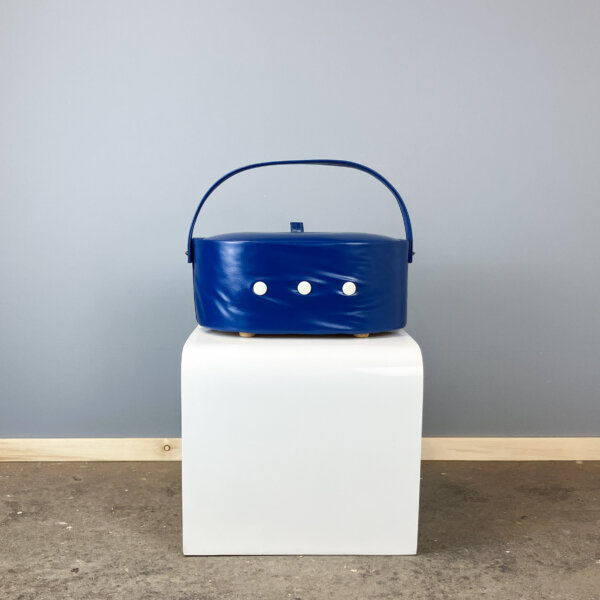 Naehkaestchen Blaues Kunstleder 70er Jahre 1 Mid-century Modern Design Style Retro Furniture