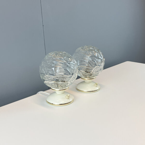 Set Aus 2 Nachttischleuchten Und Einer Pendelleuchte Von Graebe Glasschirme 60er Jahre Mid-century Modern Design Style Retro Furniture