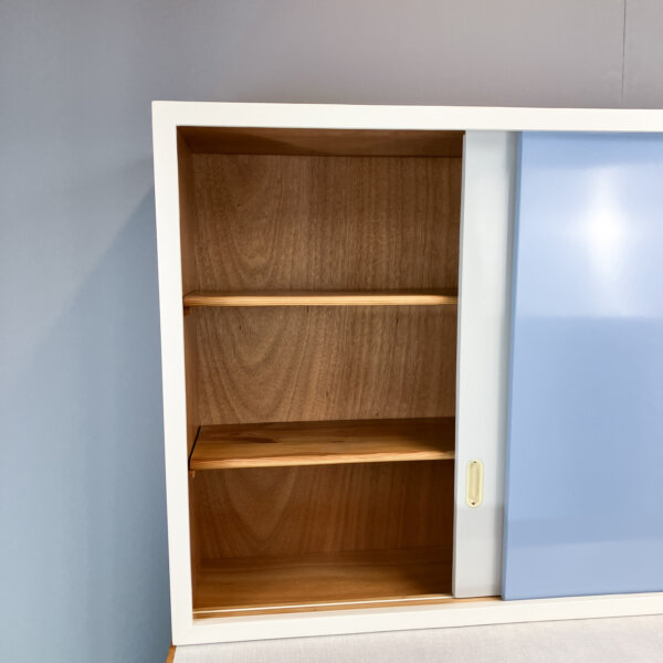 Kuechenschraenke Mit Blaugrau Melierter Resopalplatte 60er Jahre Mid-century Modern Design Style Retro Furniture