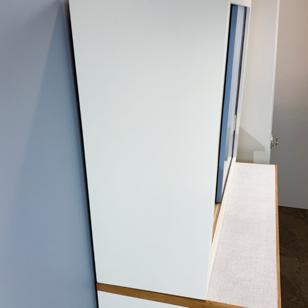 Kuechenschraenke Mit Blaugrau Melierter Resopalplatte 60er Jahre Mid-century Modern Design Style Retro Furniture