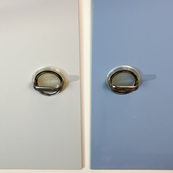 Kuechenschraenke Mit Blaugrau Melierter Resopalplatte 60er Jahre Mid-century Modern Design Style Retro Furniture